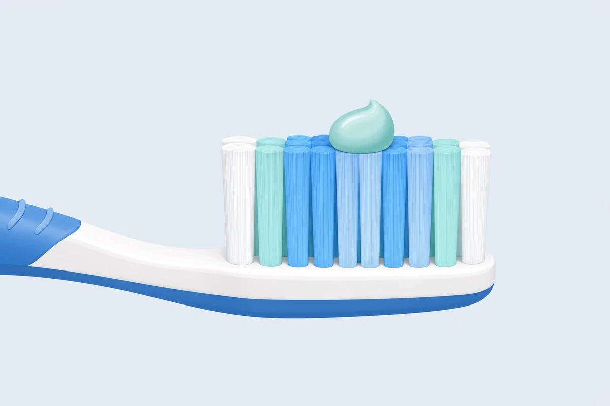 A pea sized amount of toothpaste on a toothbrush
